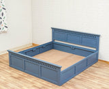 Alexandria Solid Wood King Size Bed with Storage Box - Furniselan China-Blue