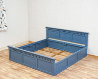 Alexandria Solid Wood King Size Bed with Storage Box - Furniselan China-Blue
