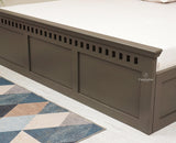 Alexandria Solid Wood King Size Bed with Storage Box - Furniselan Slate-Grey
