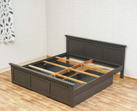 Alexandria Solid Wood King Size Bed with Storage Drawer - Furniselan Slate-Grey