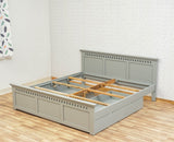 Alexandria Solid Wood King Size Bed with Storage Drawer - Furniselan Cool-Grey