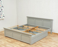 Alexandria Solid Wood King Size Bed with Storage Drawer - Furniselan Cool-Grey