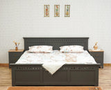 Alexandria Solid Wood King Size Bed with Storage Drawer - Furniselan Slate-Grey