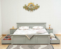 Alexandria Solid Wood King Size Bed with Storage Drawer - Furniselan Cool-Grey