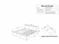 Alexandria Solid Wood King Size Bed with Storage Drawer - Furniselan Slate-Grey