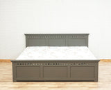 Alexandria Solid Wood King Size Bed with Storage Drawer - Furniselan Slate-Grey