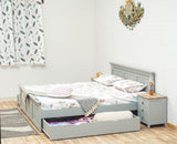 Alexandria Solid Wood King Size Bed with Storage Drawer - Furniselan Cool-Grey