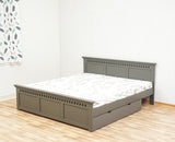 Alexandria Solid Wood King Size Bed with Storage Drawer - Furniselan Slate-Grey