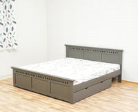 Alexandria Solid Wood King Size Bed with Storage Drawer - Furniselan Slate-Grey