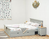 Alexandria Solid Wood King Size Bed with Storage Drawer - Furniselan Cool-Grey