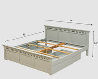Alexandria Solid Wood King Size Bed with Storage Drawer - Furniselan Cool-Grey