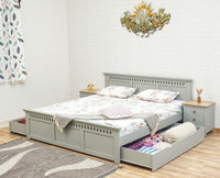 Alexandria Solid Wood King Size Bed with Storage Drawer - Furniselan Cool-Grey