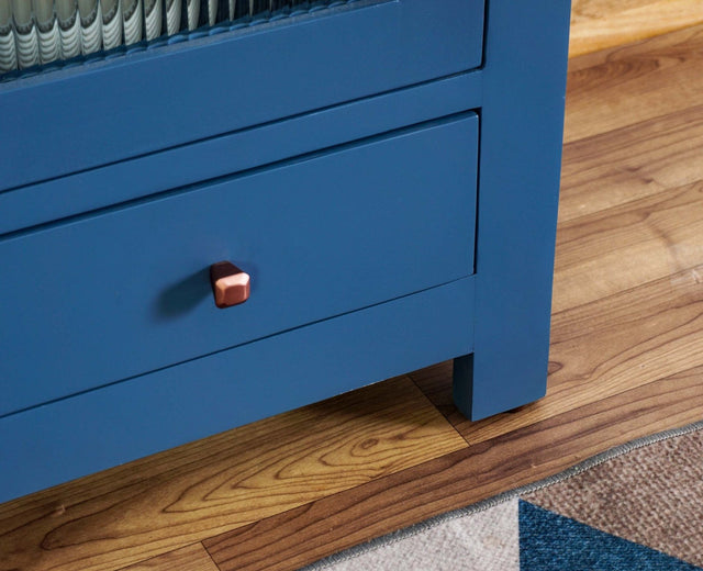 Alexandria Solid Wood Kitchen Crockery Cabinet Two Door Two Drawers Furniselan China-Blue