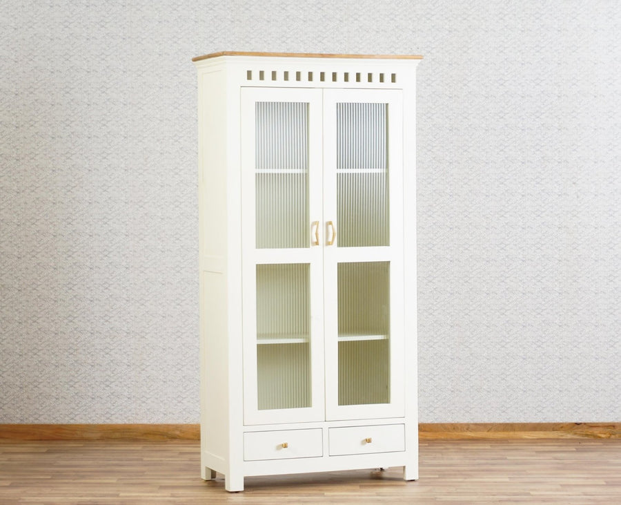 Alexandria Solid Wood Kitchen Crockery Cabinet Two Door Two Drawers Furniselan - Frosty White