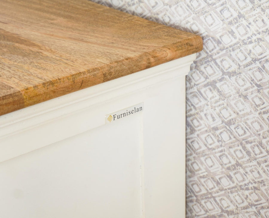 Alexandria Solid Wood Kitchen Crockery Cabinet Two Door Two Drawers Furniselan - Frosty White