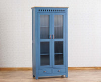 Alexandria Solid Wood Kitchen Crockery Cabinet Two Door Two Drawers Furniselan China-Blue