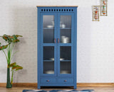 Alexandria Solid Wood Kitchen Crockery Cabinet Two Door Two Drawers Furniselan China-Blue