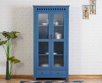 Alexandria Solid Wood Kitchen Crockery Cabinet Two Door Two Drawers Furniselan China-Blue