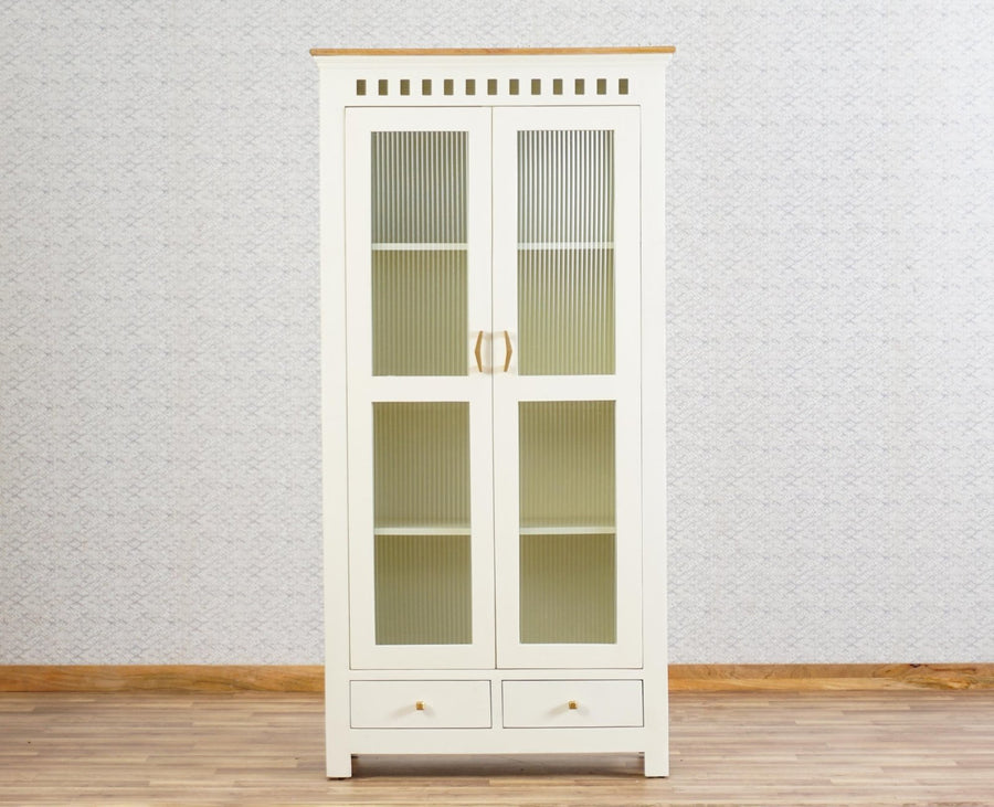 Alexandria Solid Wood Kitchen Crockery Cabinet Two Door Two Drawers Furniselan - Frosty White