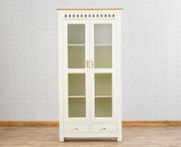 Alexandria Solid Wood Kitchen Crockery Cabinet Two Door Two Drawers Furniselan Milky-White