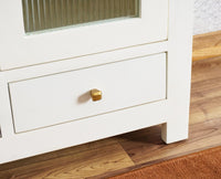 Alexandria Solid Wood Kitchen Crockery Cabinet Two Door Two Drawers Furniselan Milky-White