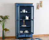Alexandria Solid Wood Kitchen Crockery Cabinet Two Door Two Drawers Furniselan China-Blue