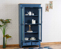 Alexandria Solid Wood Kitchen Crockery Cabinet Two Door Two Drawers Furniselan China-Blue