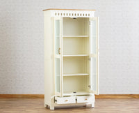 Alexandria Solid Wood Kitchen Crockery Cabinet Two Door Two Drawers Furniselan Milky-White
