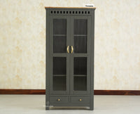 Alexandria Solid Wood Kitchen Crockery Cabinet Two Door Two Drawers Furniselan-Slate grey