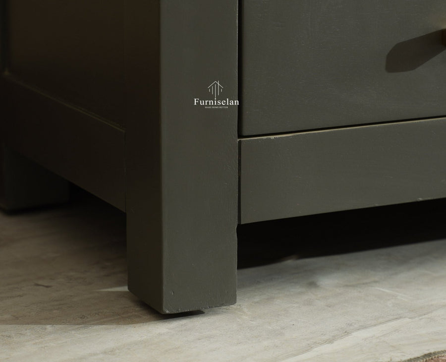 Alexandria Solid Wood Kitchen Crockery Cabinet Two Door Two Drawers Furniselan-Slate grey