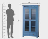 Alexandria Solid Wood Kitchen Crockery Cabinet Two Door Two Drawers Furniselan China-Blue