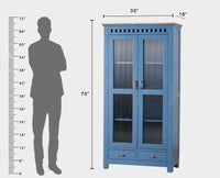 Alexandria Solid Wood Kitchen Crockery Cabinet Two Door Two Drawers Furniselan China-Blue