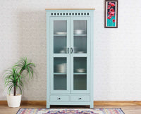 Alexandria Solid Wood Kitchen Crockery Cabinet Two Door Two Drawers Furniselan Silt-Green