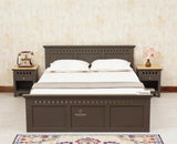 Alexandria Solid Wood Queen Size Bed with Hydraulic Storage Box - Furniselan-Slate-Grey