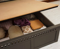 Alexandria Solid Wood Queen Size Bed with Hydraulic Storage Box - Furniselan-Slate-Grey