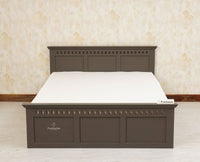 Alexandria Solid Wood Queen Size Bed with Hydraulic Storage Box - Furniselan-Slate-Grey