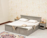 Alexandria Solid Wood Queen Size Bed with Hydraulic Storage Box - Furniselan-Cool-Grey