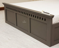 Alexandria Solid Wood Queen Size Bed with Hydraulic Storage Box - Furniselan-Slate-Grey