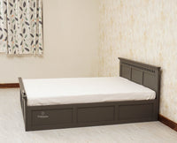Alexandria Solid Wood Queen Size Bed with Hydraulic Storage Box - Furniselan-Slate-Grey