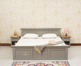 Alexandria Solid Wood Queen Size Bed with Hydraulic Storage Box - Furniselan-Cool-Grey