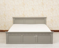 Alexandria Solid Wood Queen Size Bed with Hydraulic Storage Box - Furniselan-Cool-Grey