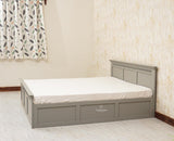 Alexandria Solid Wood Queen Size Bed with Hydraulic Storage Box - Furniselan-Cool-Grey