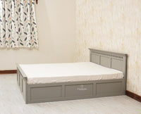 Alexandria Solid Wood Queen Size Bed with Hydraulic Storage Box - Furniselan-Cool-Grey