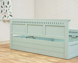 Alexandria Solid Wood Queen Size Bed with Storage Box - Furniselan Silt-Green