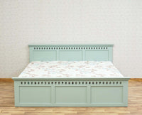 Alexandria Solid Wood Queen Size Bed with Storage Box - Furniselan Silt-Green