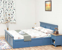 Alexandria Solid Wood Queen Size Bed with Storage Box - Furniselan China-Blue