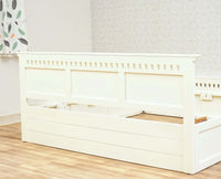 Alexandria Solid Wood Queen Size Bed with Storage Box - Furniselan Milky-White