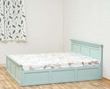 Alexandria Solid Wood Queen Size Bed with Storage Box - Furniselan Silt-Green