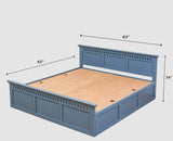 Alexandria Solid Wood Queen Size Bed with Storage Box - Furniselan China-Blue