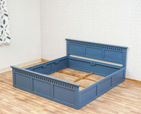 Alexandria Solid Wood Queen Size Bed with Storage Box - Furniselan China-Blue